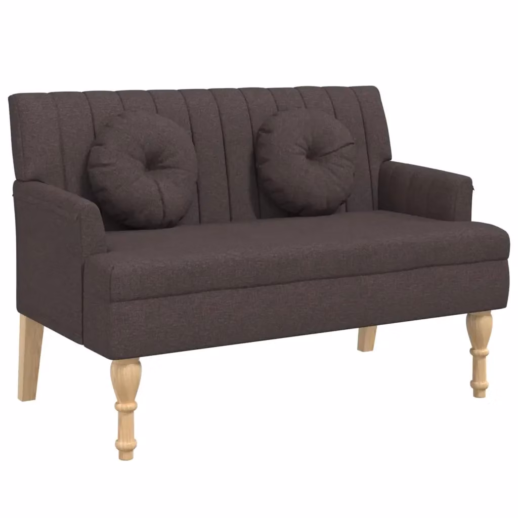 Panca con Cuscini Design Mania Marrone Scuro in Tessuto e Legno, L: 113 cm, P: 64,5 cm, H: 75,5 cm – 2