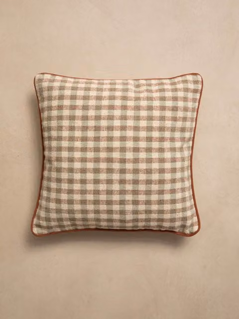 Cuscino Riva Kenay Home in cotone con rivestimento lavabile bianco e marrone