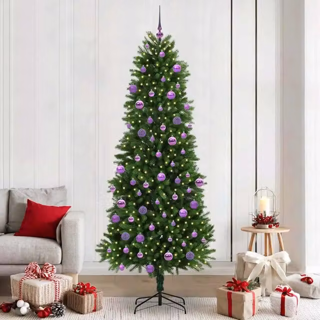 Albero di Natale verde vidaXL con 300 LED luce bianca calda e supporto, Altezza: 240 cm – 1