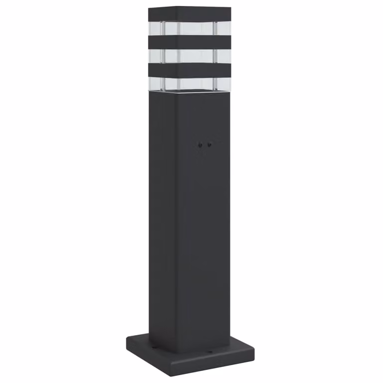 Lampada da Terra per Esterni con Presa Nera 50 cm Alluminio