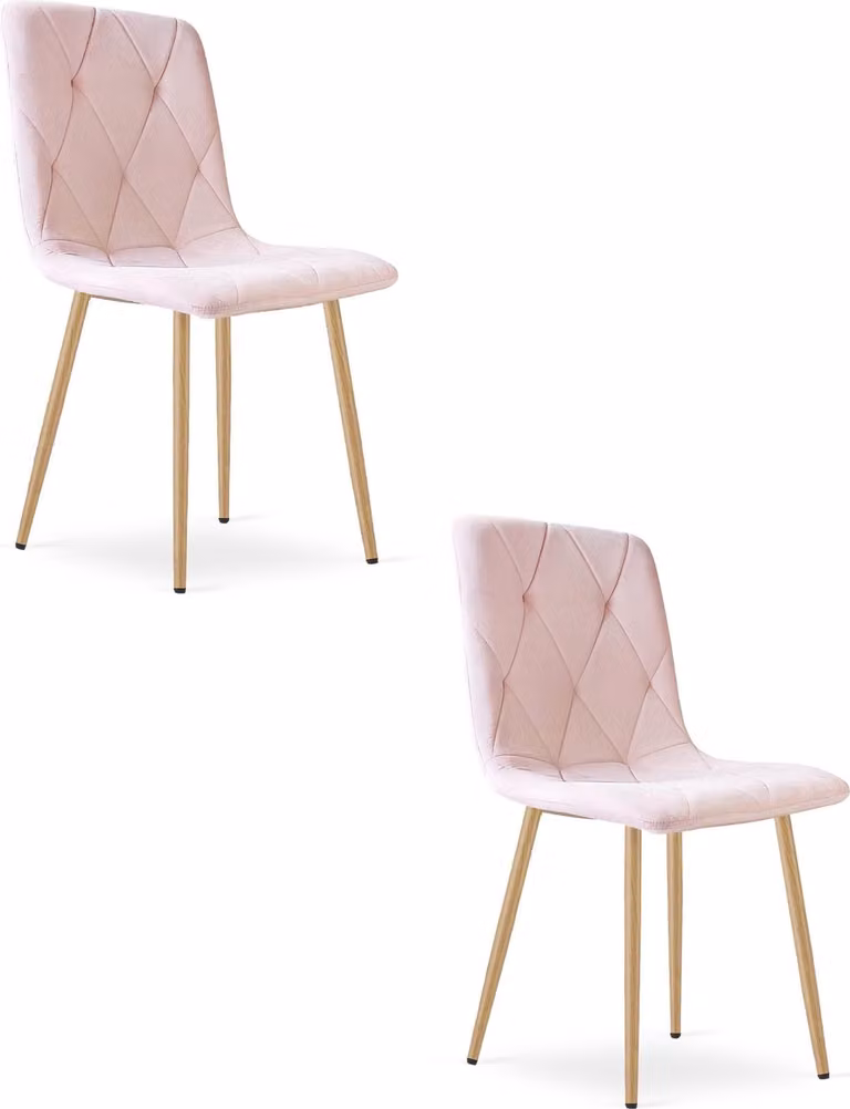Sedia LIBRA - velluto rosa chiaro / gambe in legno x 2