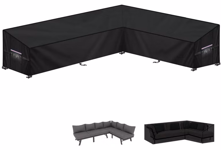 Copertura impermeabile a forma di L per mobili da giardino, dimensioni 280x220x90x80/60 cm, tessuto Oxford 420D
