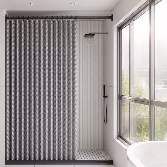 Tenda da bagno a chiusura ermetica - Tenda magnetica per asciugatura - 150x200 cm - Grigio