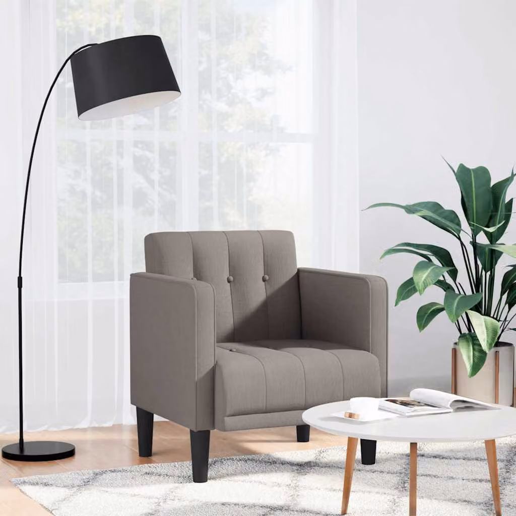Poltrona con braccioli vidaXL in tessuto beige o grigio per soggiorno e ufficio