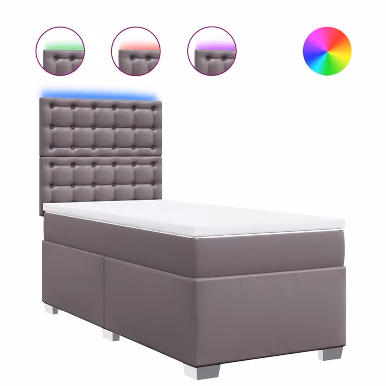 Giroletto a Molle con Materasso Grigio 100x200 cm in Pelle finta
