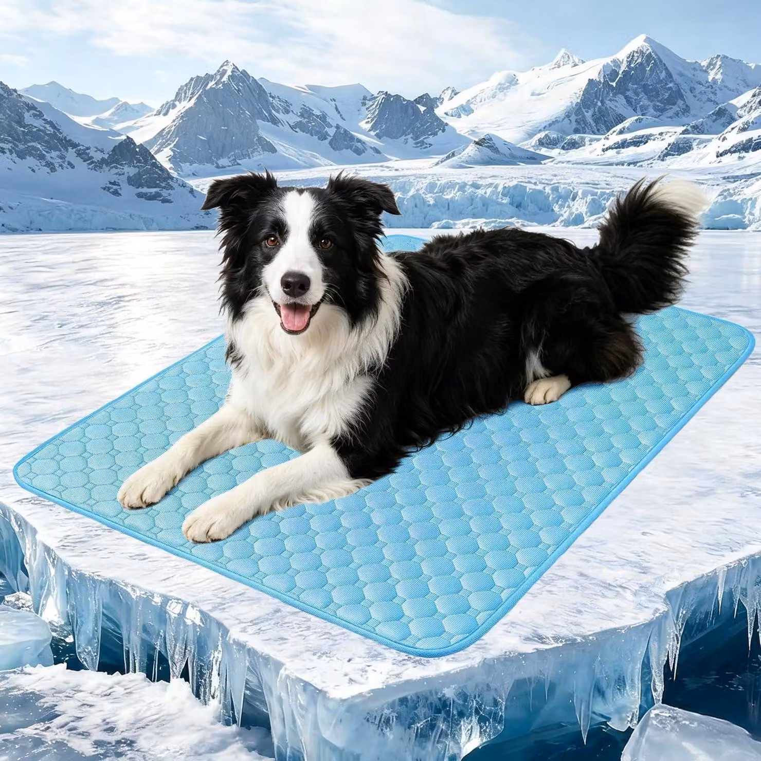 Tappetino refrigerante per cani, auto-raffreddante, lavabile, ideale per l'estate, colore blu, taglia M (60x45 cm)