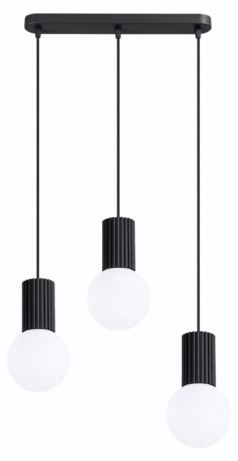 Lampada a sospensione HALO 3L nera 3xG9 8W alluminio/vetro 120x6x40cm Sollux Lighting