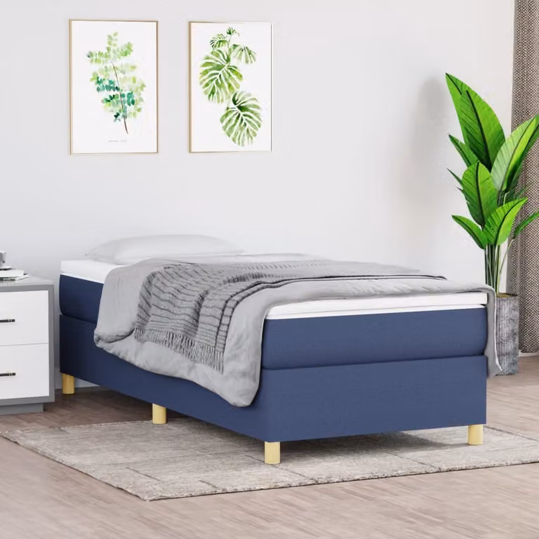 The Living Store Rete da letto blu 80x200 cm in tessuto