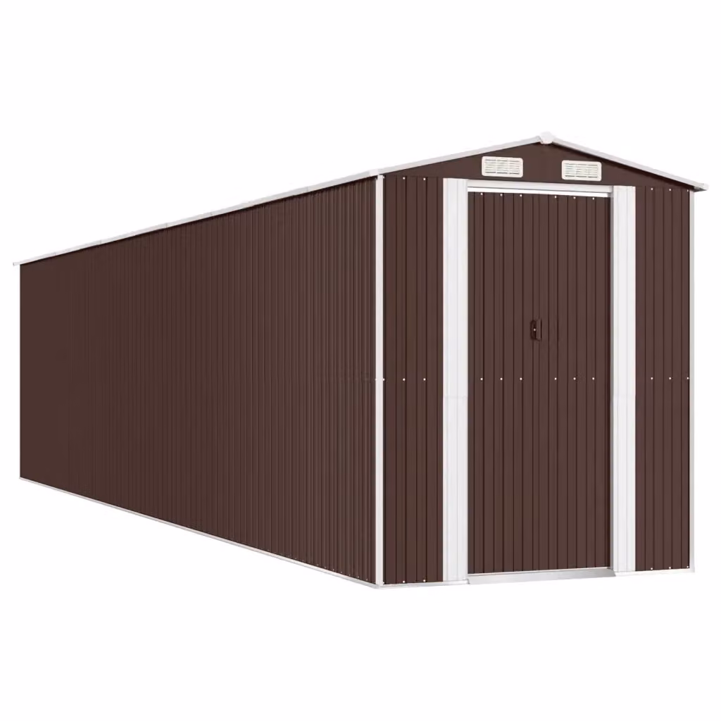 Capanno da Giardino Videx in Acciaio Zincato Marrone con Tetto a Capanna e Porte Scorrevoli L: 192 cm, H: 223 cm – 2