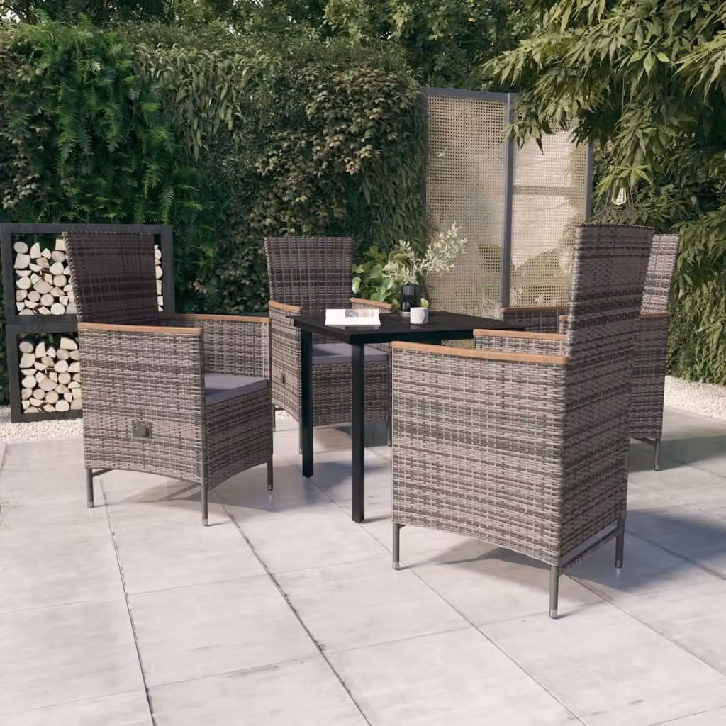 Maison Exclusive - Set da pranzo da giardino a 5 pezzi con cuscini grigi