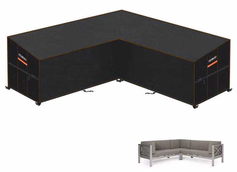Copertura per mobili da giardino, divano a forma di L, impermeabile, telo protettivo per divani ad angolo, dimensioni 255x255x100x80/65 cm