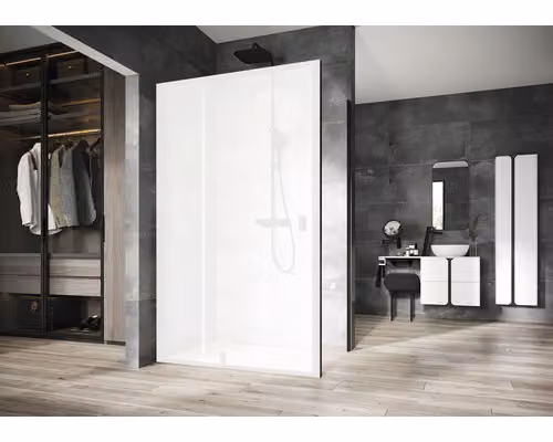 Schermo doccia per porta doccia RAVAK Nexty 80 cm colore cornice vetro nero decoro vetro chiaro