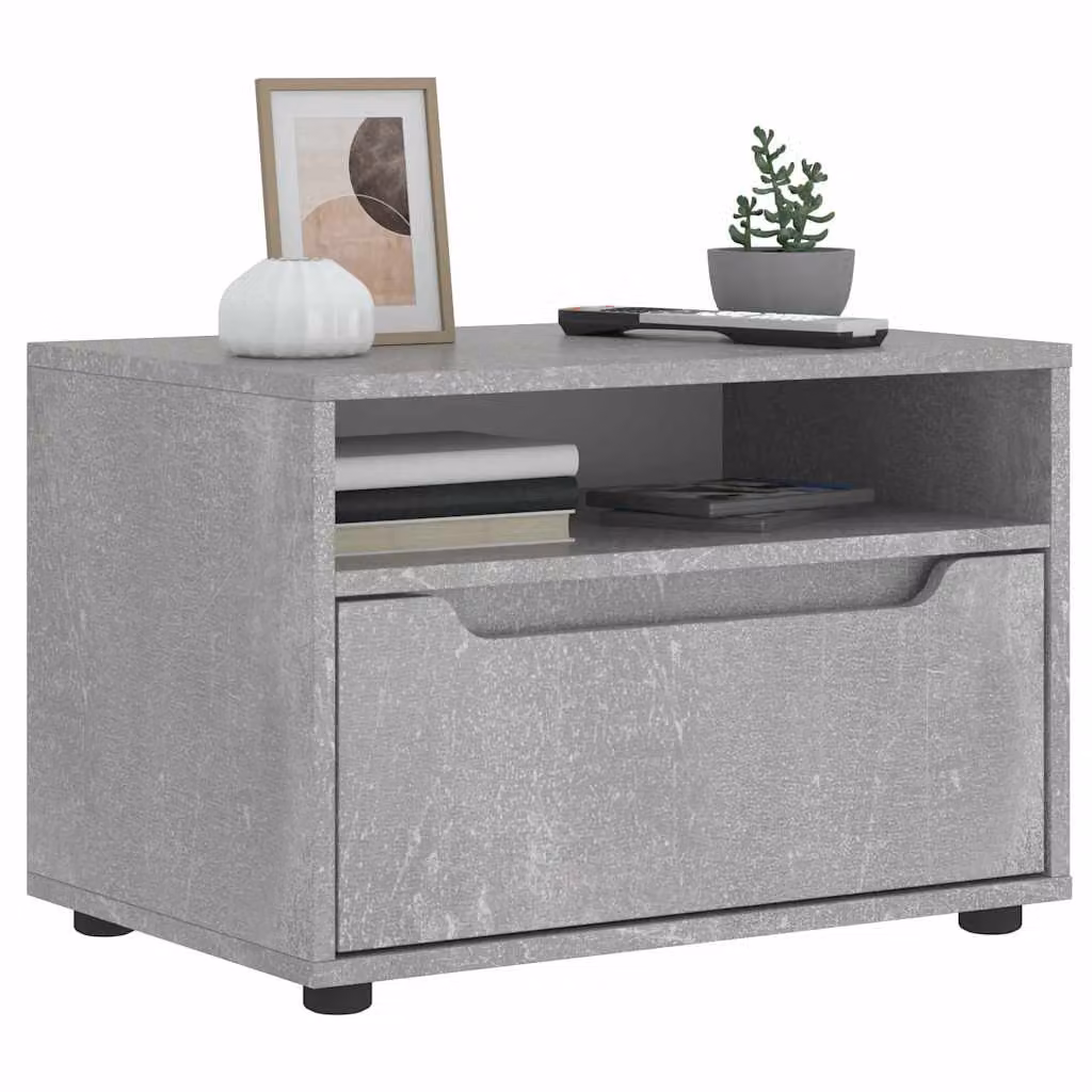 Mobile TV vidaXL VISNES in legno multistrato e MDF, Grigio Cemento, L 60 cm x P 40 cm x H 38 cm