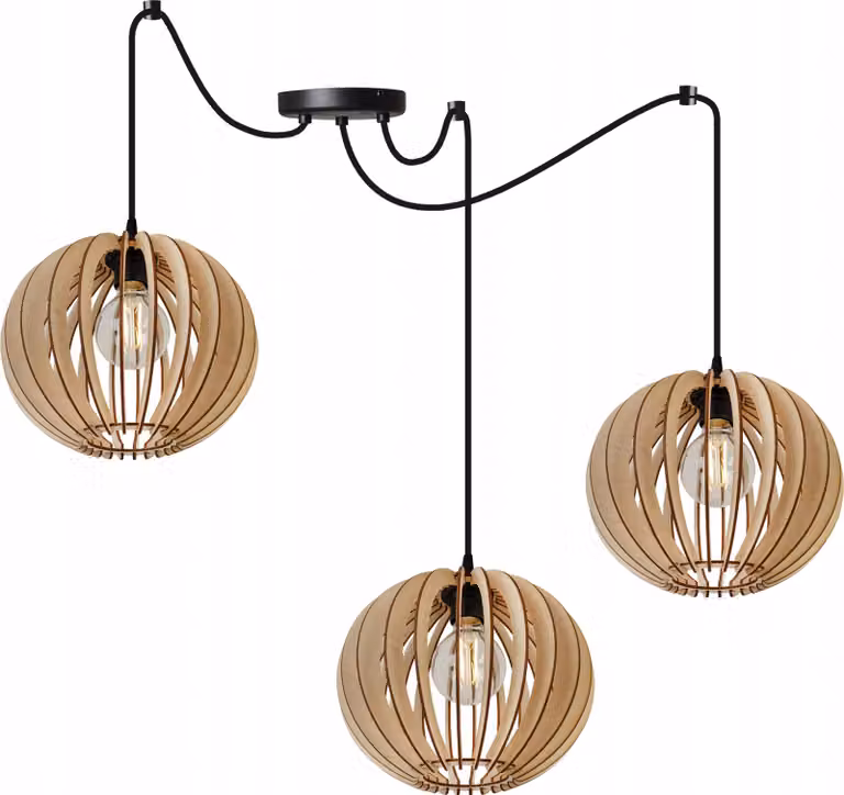 Moderna Lampada A Sospensione A Led In Legno