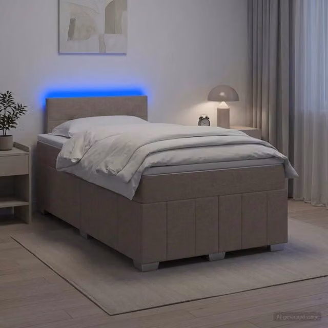 Letto box spring ibrido vidaXL con materasso beige e base contenitore L/P/H: 120 x 200 x 100,5 cm