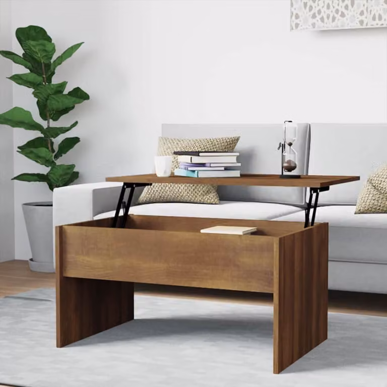 Tavolino da soggiorno moderno vidaXL in legno rovere marrone L 80 cm x P 50,5 cm x H 41,5 cm