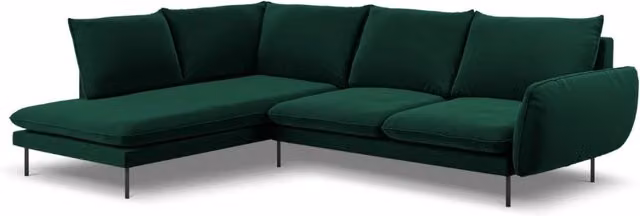 Divano angolare sinistro Vienna di Cosmopolitan Design in velluto verde bottiglia per 6 persone L/P/H: 275 x 185 x 95 cm – 1