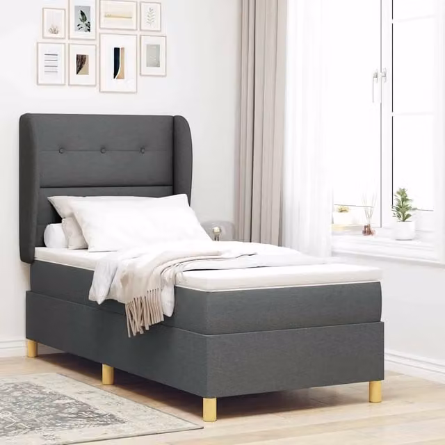 Letto ibrido con testiera in tessuto grigio vidaXL L 200 cm x P 80 cm – 1