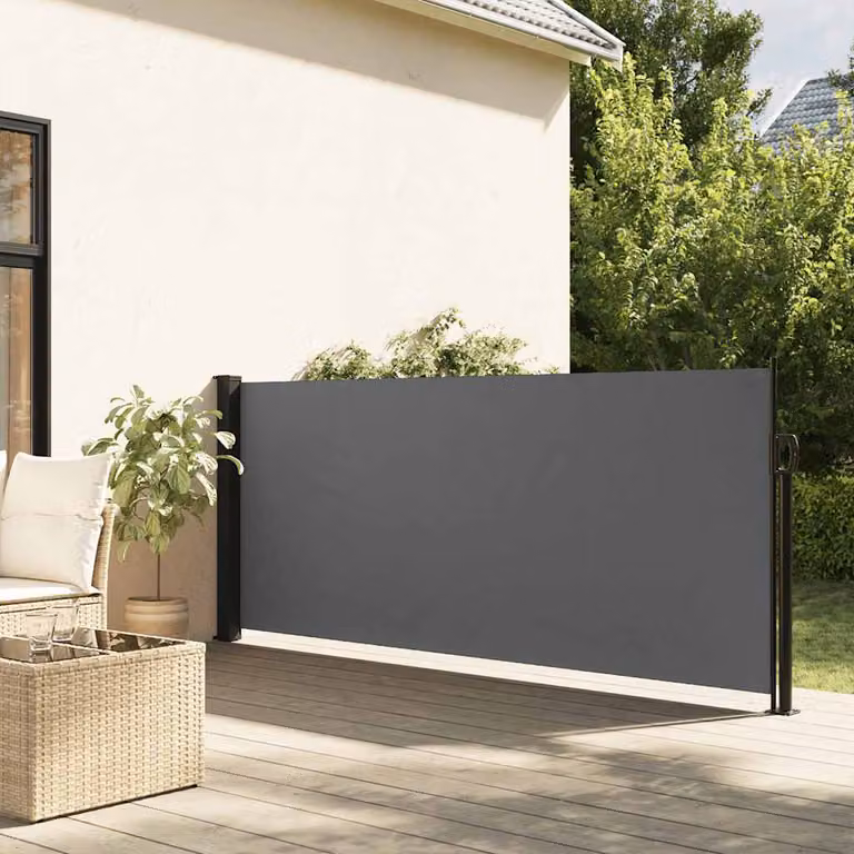 Tenda da sole laterale retrattile vidaXL in alluminio e poliestere, colore antracite, L: 500 cm, H: 120 cm