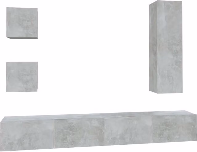 Set di Mobili Porta TV 5 pz | Armadietto TV | Mobile Porta TV Grigio Cemento in Legno Multistrato