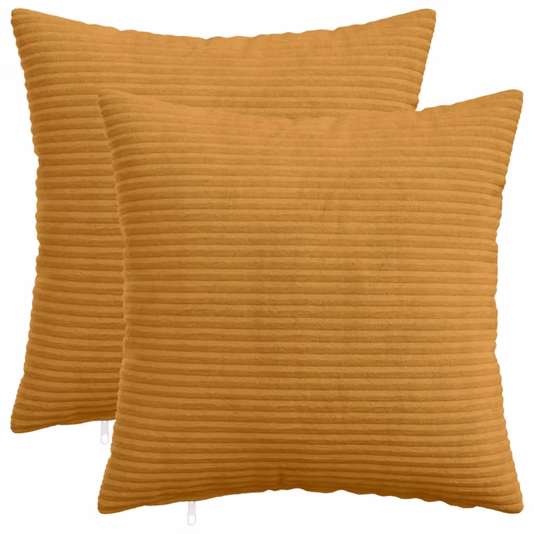 Set di 2 federe vidaXL HEERLEN in velluto a coste, colore giallo, 30 x 30 cm