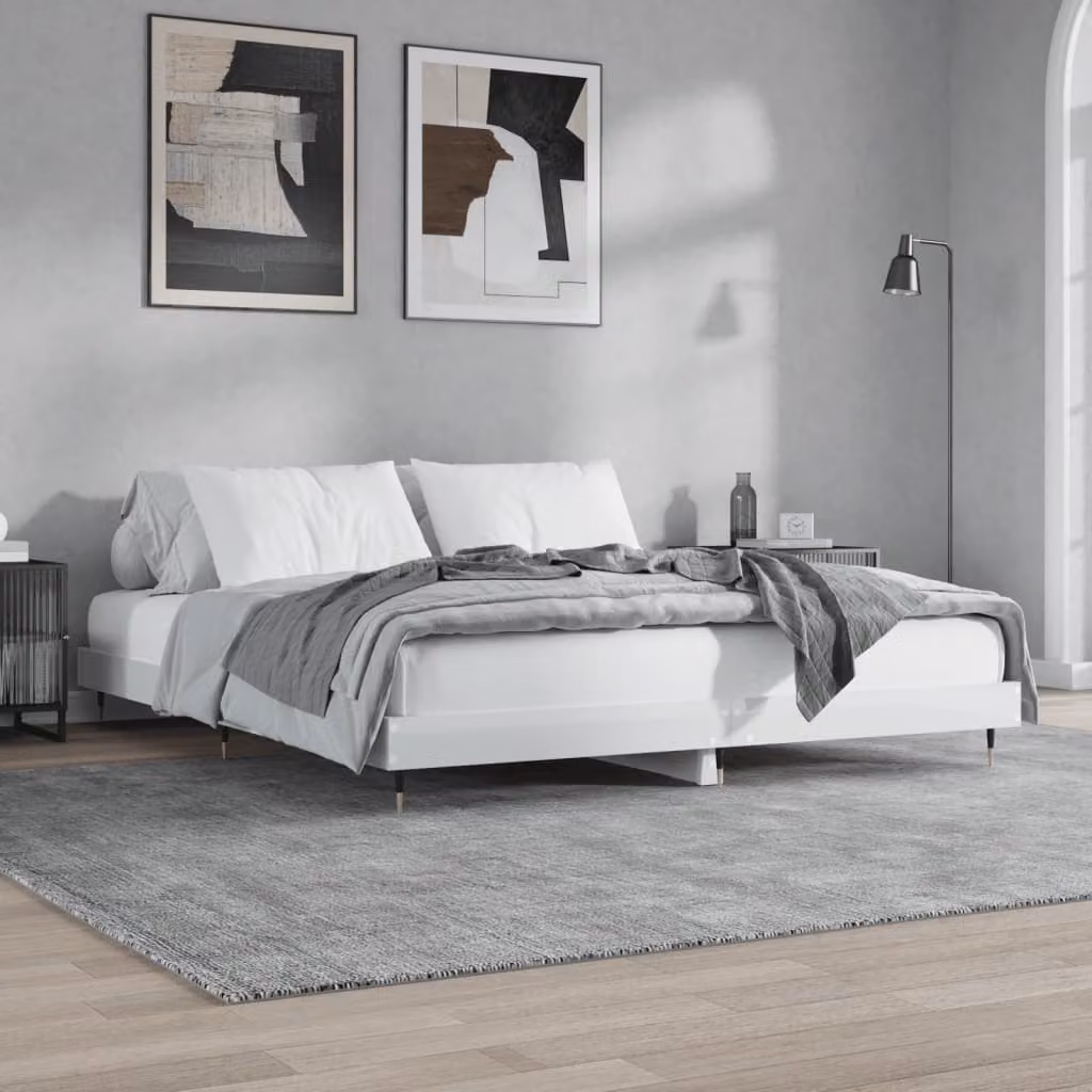 Giroletto vidaXL Bianco Lucido in Legno e Metallo L/P/H: 140 x 203 x 143 cm