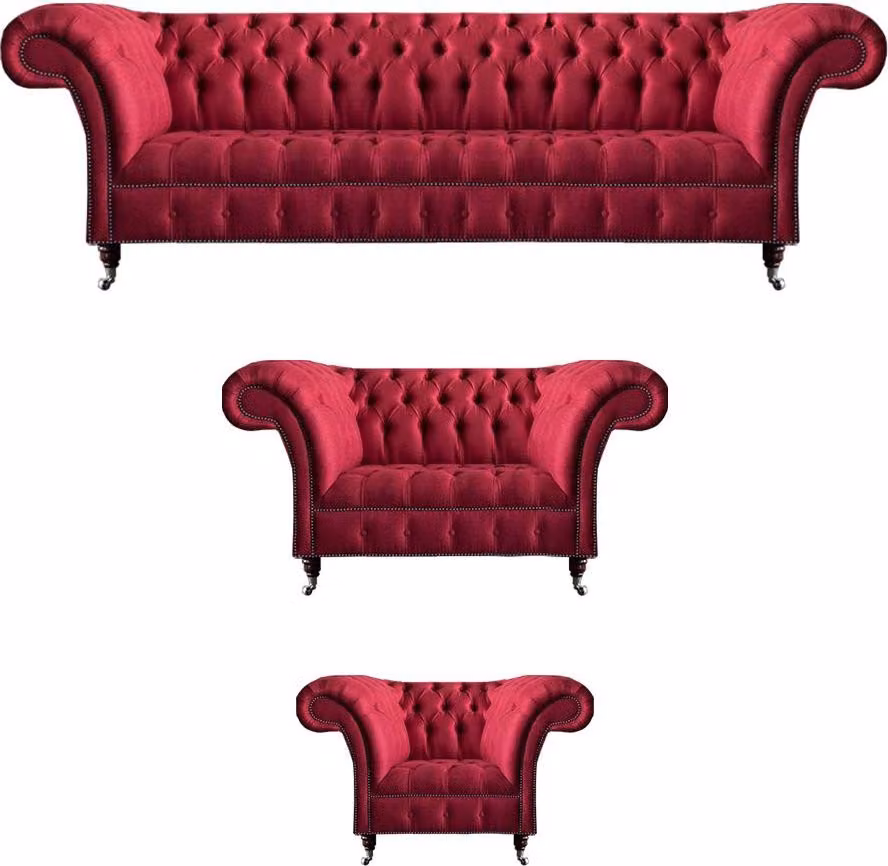 Wohnzimmer Rosa Chesterfield Polster Sitzgarnitur Luxuriöser 3tlg Set