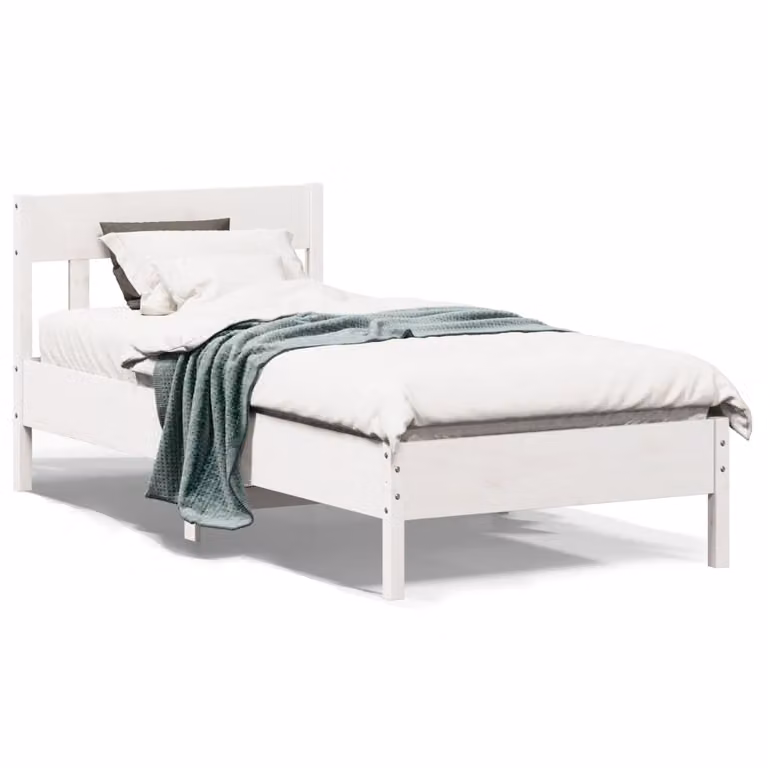 Letto in legno massello di pino bianco vidaXL con doghe fisse L: 80 cm, P: 190 cm, H: 80,5 cm