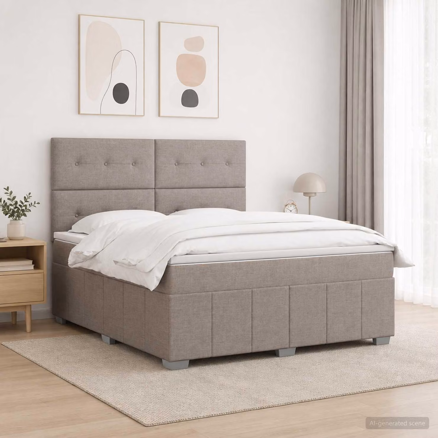 Maison Exclusive - Letto boxspring con materasso Taupe 160 x 200 cm Tessuto