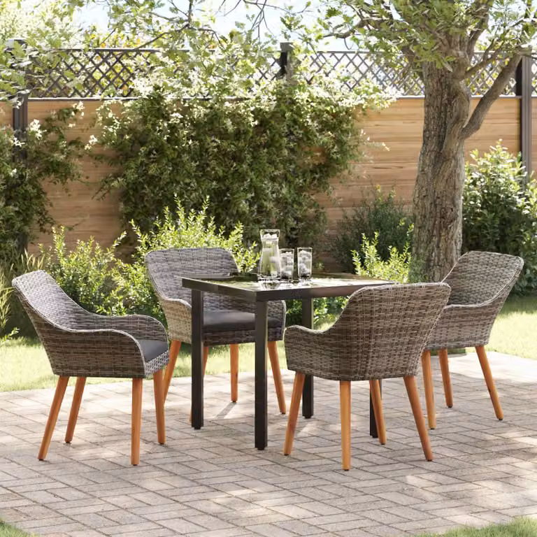 Maison Exclusive - Set da Pranzo per Giardino con cuscino 5 pcs Grigio polyrattan