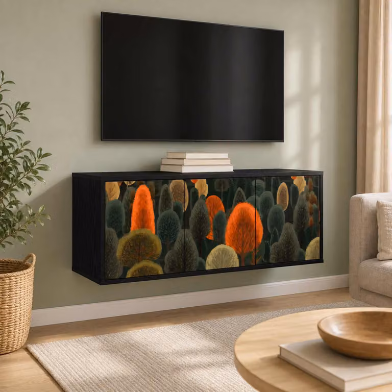 Mobile TV da parete vidaXL ZAANDAM in legno nero, L 102 x P 33 x H 40 cm