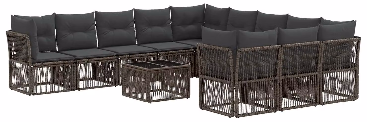 Set Divano da Giardino 12 pcs Grigio polyrattan