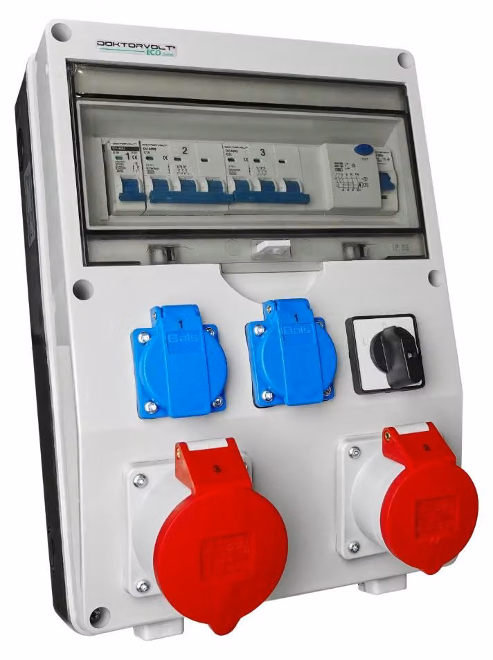 Pannello di distribuzione edifici ECO-S/FI, 32A/5P, 16A/5P, 2 prese da 230V, marca Bals, modello 7938