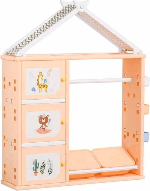 Armadio per bambini GIORDANOSHOP arancione con ante a battente e appendiabiti L/P/H: 128 x 34 x 155 cm