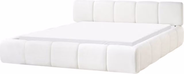 Letto minimalista in tessuto con testiera imbottita bianco sporco 180 x 200 cm stile scandinavo
