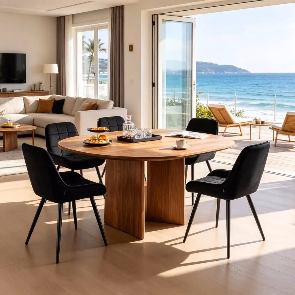 Set di 4 sedie da pranzo moderne WISHDOR in velluto nero con struttura in metallo e schienale ergonomico, portata 120 kg – 2