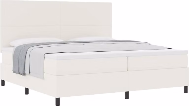 Letto a molle Crema e Bianco 200 x 200 cm Tessuto in Cords