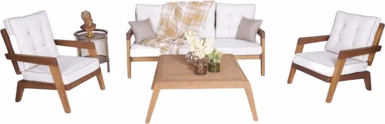 4tlg Set Gartenmöbel Sitzgruppe Couchtisch Sofagarnitur 3+1+1 Sitzer Sitzmöbel
