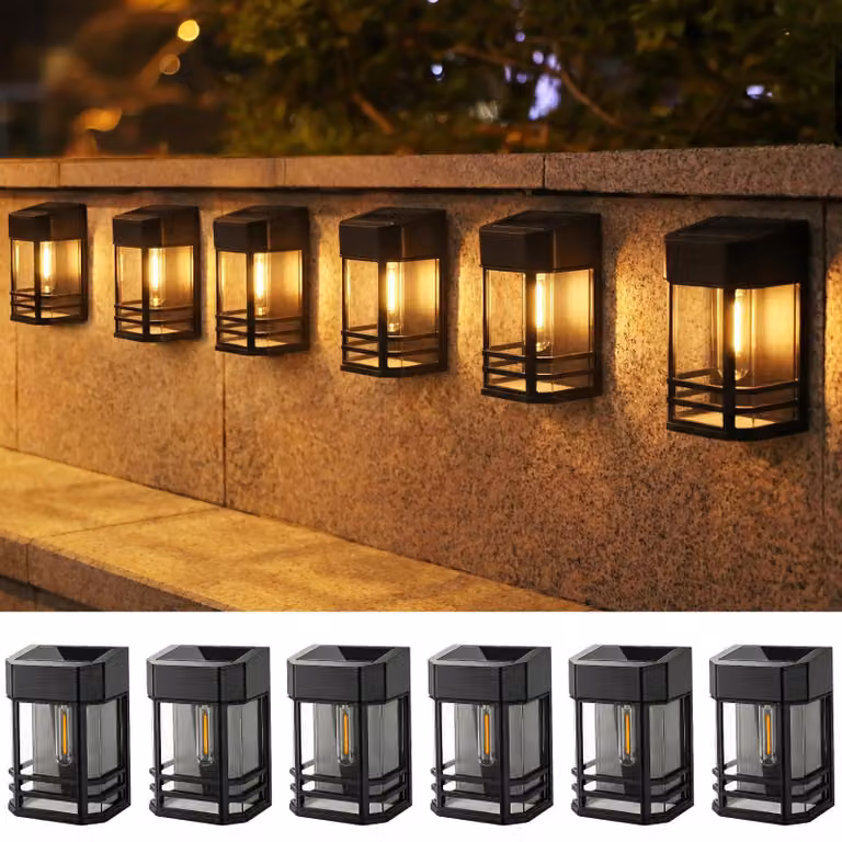 Lampade da parete a energia solare, confezione da 6 pezzi, grado di protezione IP65 (resistenti all'acqua), illuminazione esterna a LED solare