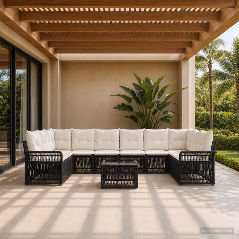 Maison Exclusive - Set da giardino composto da 11 pezzi, divano in rattan sintetico nero