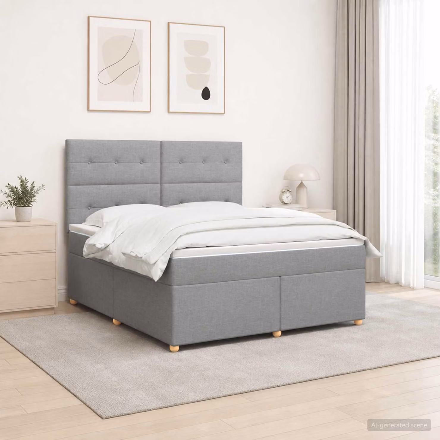 Maison Exclusive - Letto boxspring con materasso Grigio chiaro 140 x 200 cm Tessuto