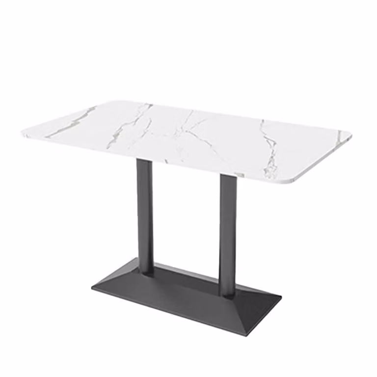 Mobili per la ristorazione Tavolo da pranzo Tavolo da cucina per sala da pranzo Tavolo da soggiorno Tavolo da bistrot Pietra sinterizzata bianco-nero 1 120*60*75 cm 【YB-CB97】