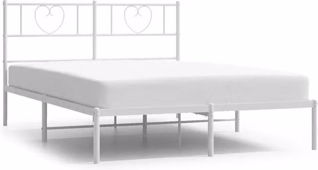 Letto matrimoniale | Letto per adulti | Giroletto con Testiera Metallo Bianco 135x190 cm