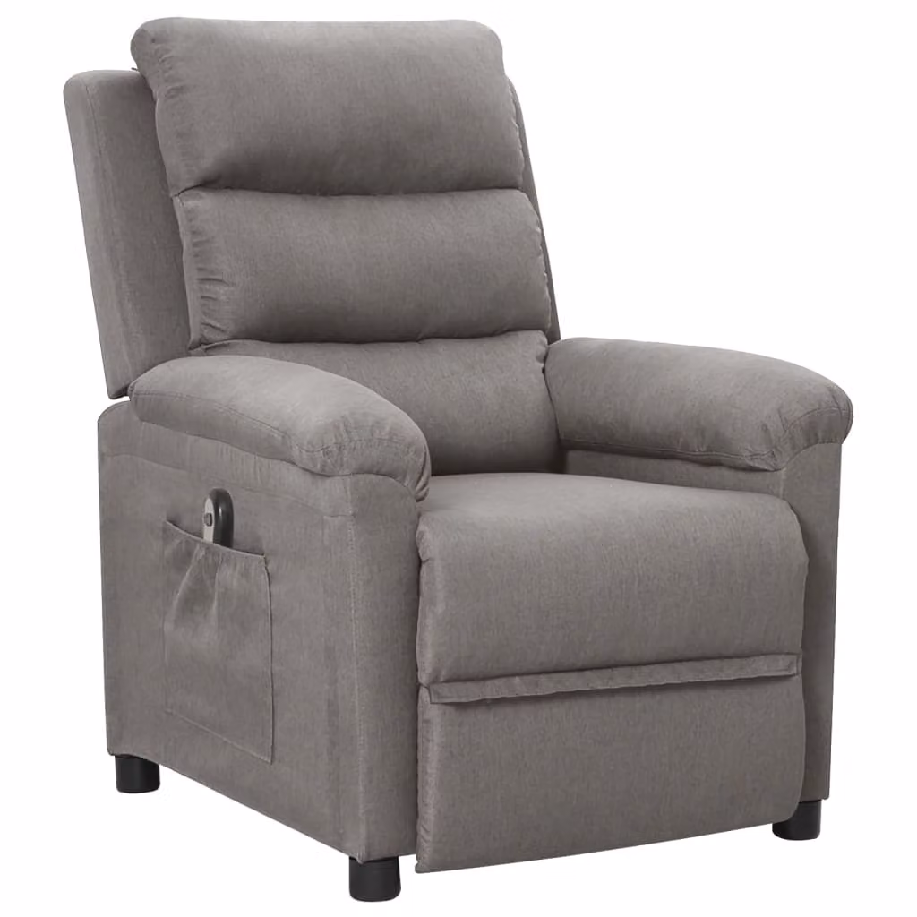vidaXL Poltrona relax elettrica in tessuto grigio chiaro