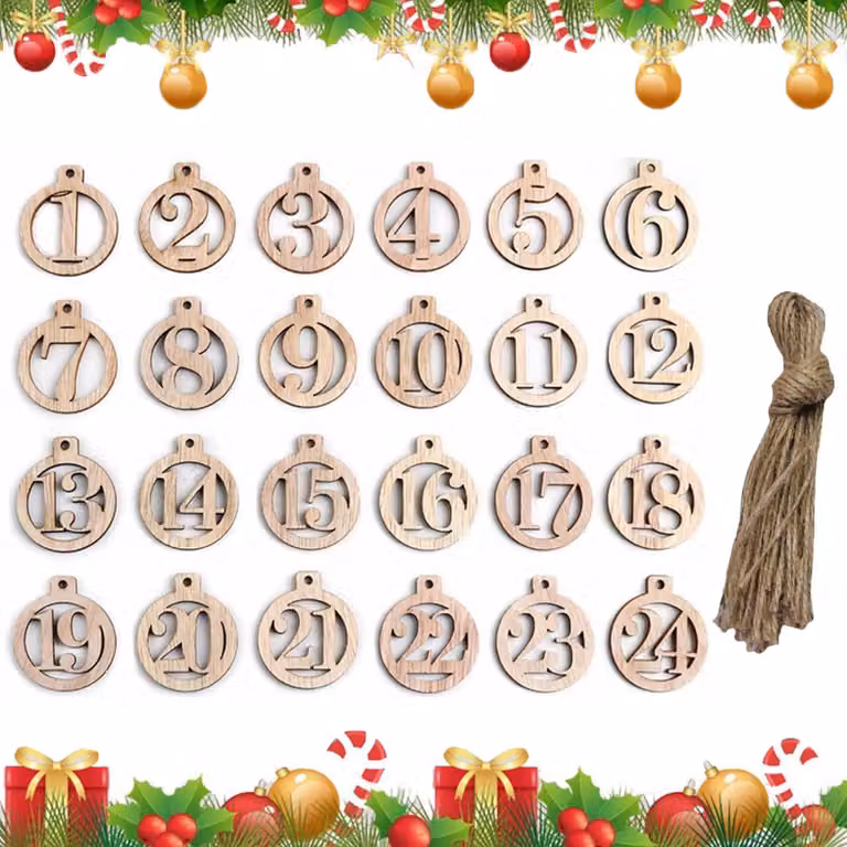 Numeri per l'avvento in legno, da 1 a 24, confezione da 24 pezzi, ideali per creare e decorare
