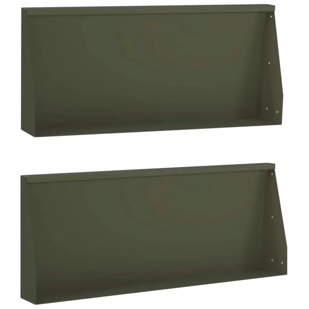 Set di 2 muretti di contenimento per aiuole rialzate vidaXL in acciaio, colore verde oliva, L 100 x P 40 x H 12 cm – 2