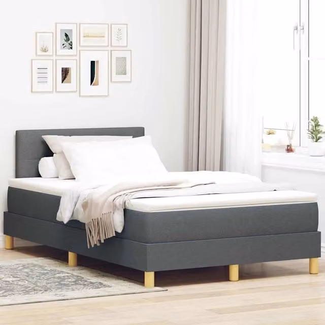 Letto moderno vidaXL in tessuto grigio con illuminazione LED sottostante e porta di ricarica USB, L/P: 120 x 200 cm