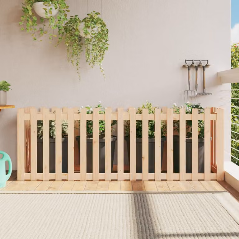 Fioriera da giardino a recinzione vidaXL in legno di pino massello, colore marrone, L 200 cm x P 50 cm x H 70 cm