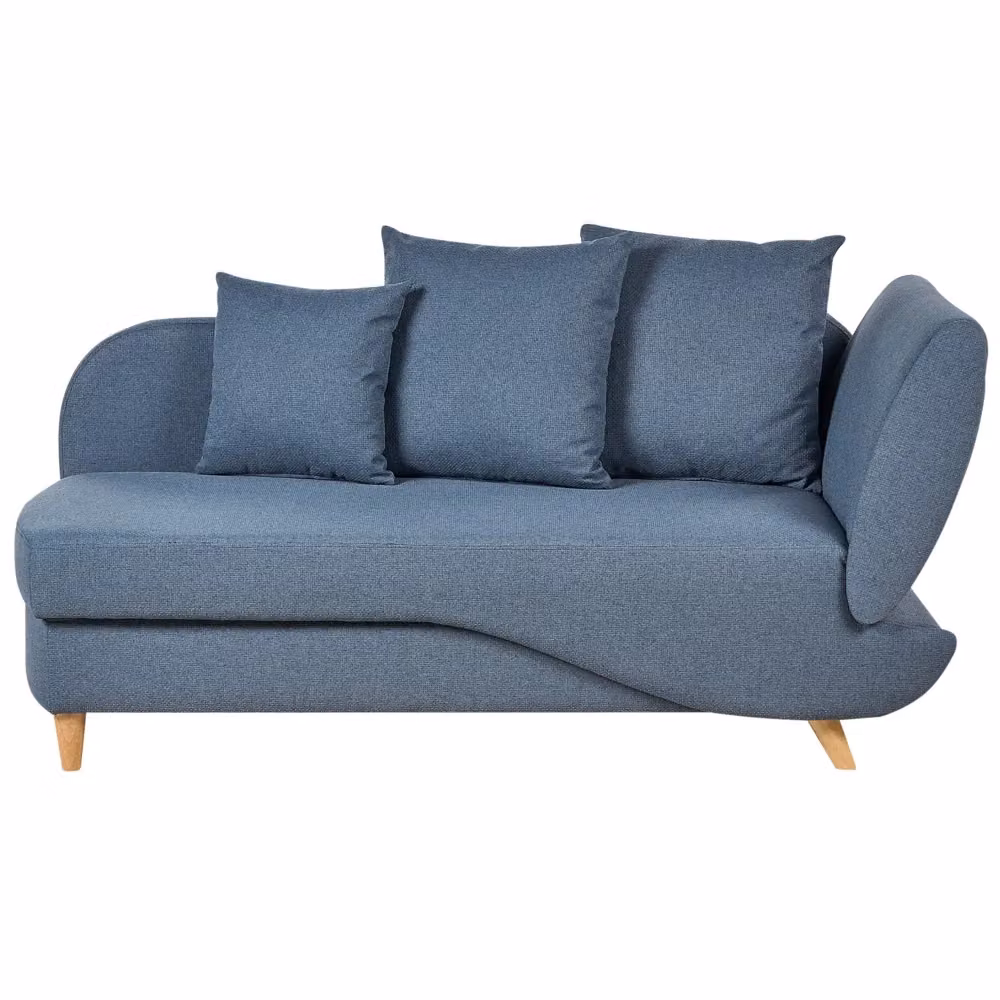 Chaise Longue BELIANI in tessuto blu con contenitore e funzione letto, design moderno per soggiorno, lato destro, L/P/H: 235 x 155 x 69 cm – 2