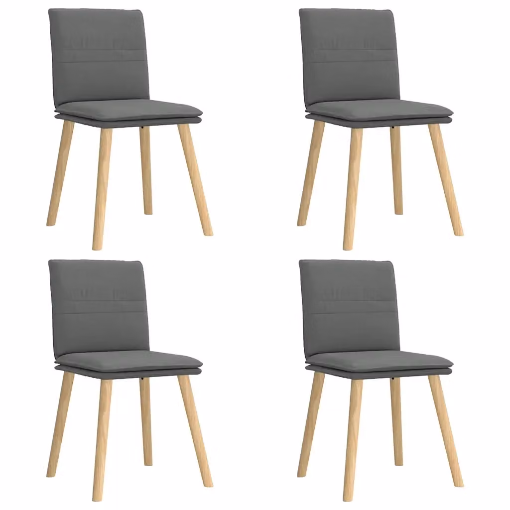 Set di 4 sedie da pranzo moderne vidaXL in tessuto grigio con struttura in legno di gomma e metallo – 2